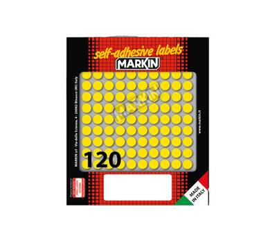 Etichette adesive tonde in carta permanenti diametro 10 mm 120 etichette per foglio 10 fogli giallo Markin X10004GI - 5644