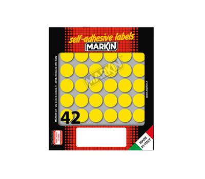 Etichette adesive tonde in carta permanenti diametro 18 mm 42 etichette per foglio 10 fogli giallo Markin 10006GI - 5646 Etichette adesive tonde in carta permanenti diametro 18 mm 42 etichette per foglio 10 fogli giallo Markin 10006GI - 5646
