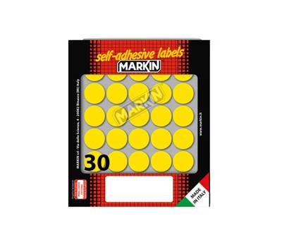 Etichette adesive tonde in carta permanenti diametro 22 mm 10 fogli giallo - 5649