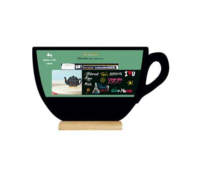 Lavagna da tavolo Silhouette 33,5 x 21,5 cm forma tazza nero - 13472