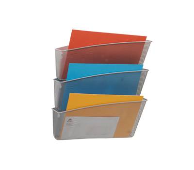 Portadocumenti da parete Mesh 3 vaschette in rete metallica argento - 13455 Portadocumenti da parete Mesh 3 vaschette in rete metallica argento - 13455