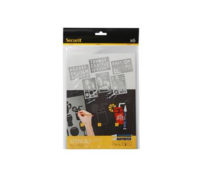 Stencil trasparenti assortiti lettere numeri forme 32 x 22 cm set 6 pezzi - 13490