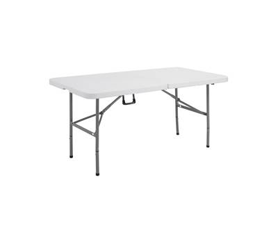 Tavolo rettangolare pieghevole 152 x 76 x 74 cm PE acciaio verniciato bianco grigio - 17569