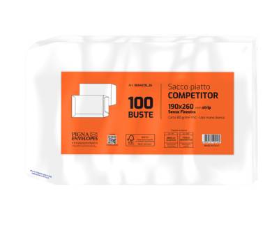 Busta sacco Competitor FSC bianca strip adesivo - 19 x 26 cm - 80 gr - conf. 100 pezzi - Pigna - 065452826 - 8005235105560 - DMwebShop - 1