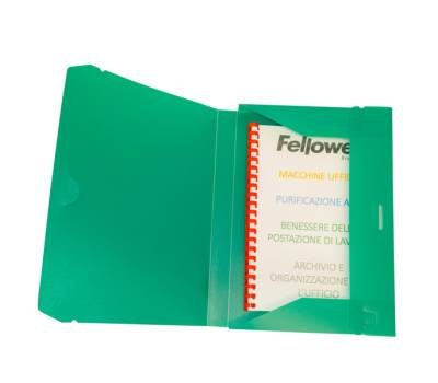 Cartella progetto con elastico - 24 x 35 cm - dorso 3 cm - verde - conf. 10 pezzi - Fellowes - U140-VE - 8015687007213 - DMwebShop - 2