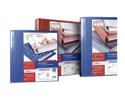 Raccoglitore personalizzabile Stelvio TI 4 anelli a D 50 mm dorso 7,5 cm 22 x 30 cm rosso Sei Rota 36504132 - 5387 - 1