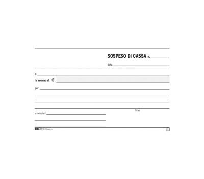 Blocco sospeso di cassa - 50 fogli 2 copie autoricalcanti - 10 x 17 cm - Edipro - E5403A - 8023328540319 - DMwebShop - 1