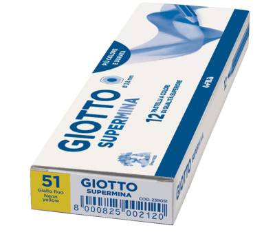 Pastello Supermina - mina 3,8 mm - giallo fluo 51 - conf. 12 pezzi - Giotto - 239051 - 8000825045462 - DMwebShop - 1
