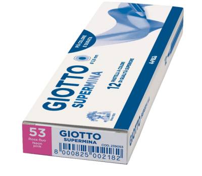 Pastello Supermina - mina 3,8 mm - rosa fluo 53 - conf. 12 pezzi - Giotto - 239053 - 8000825002168 - DMwebShop - 1