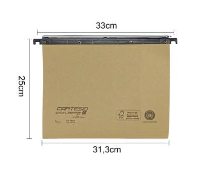 Cartella sospesa Cartesio Eco-logica - cassetto - 33 cm - fondo V - 31,2 x 25 cm - avana - conf. 25 pezzi - Bertesi - 100/330-A1 - 8058983260647 - DMwebShop - 1