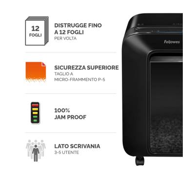 Distruggidocumenti LX-201 - a microframmenti - nero - Fellowes - 5050001 - 50043859751513 - DMwebShop - 1