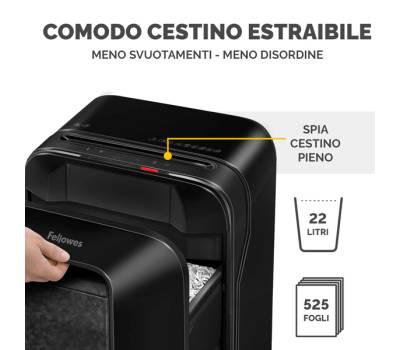 Distruggidocumenti LX-201 - a microframmenti - nero - Fellowes - 5050001 - 50043859751513 - DMwebShop - 4