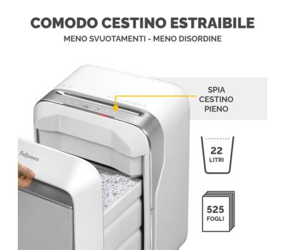Distruggidocumenti LX-201 - a microframmenti - bianco - Fellowes - 5050101 - 50043859751520 - DMwebShop - 4