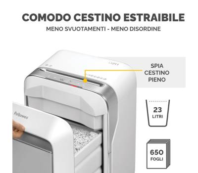 Distruggidocumenti LX-211 - a microframmenti - bianco - Fellowes - 5050301 - 50043859751544 - DMwebShop - 4