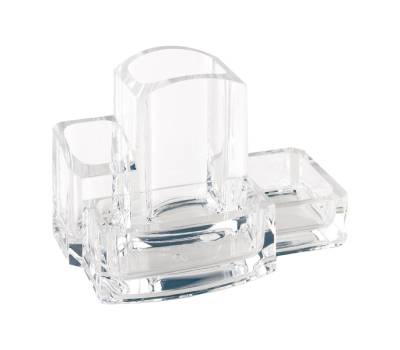 Portacancelleria con portapenne - acrilico - 15 x 10 x 9 cm - trasparente - Lebez - 1684 - 8007509016848 - DMwebShop - 1