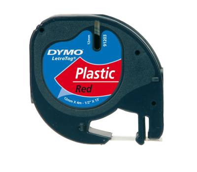 Nastro Letratag 912030 - in plastica - 12 mm x 4 mt - rosso - Dymo - S0721630 - 5411313912037 - DMwebShop - 1