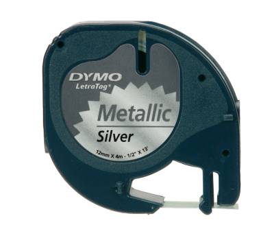 Nastro metallico Letratag 912080 - 12 mm x 4 mt - argento - Dymo - S0721730 - 5411313912082 - DMwebShop - 1