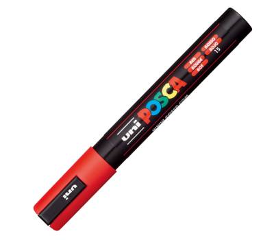 Marcatore a base d acqua Uni Posca PC5M punta tonda media 1,8,2 - 5 mm rosso Uni Mitsubishi - 6265 - 1