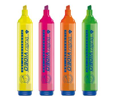 Evidenziatore Video - punta a scalpello - da 1 - 5 mm - astuccio 4 colori - Tratto - 830800 - 8000825830808 - DMwebShop - 1