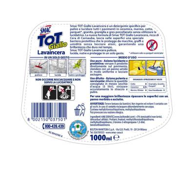 Tot Giallo Lavaincera per pavimenti - cera di Carnauba - 1 lt - Smac M74426 - M74898 - 8002150037501 - DMwebShop - 1