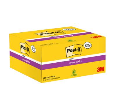 Blocco foglietti Super Sticky - 622-SSCY-VP24-EU - giallo Canary - 47,6 x 47,6 mm - 90 fogli - conf. 24 blocchi - Post-it - 7100234510 - 51141401515 - DMwebShop - 1