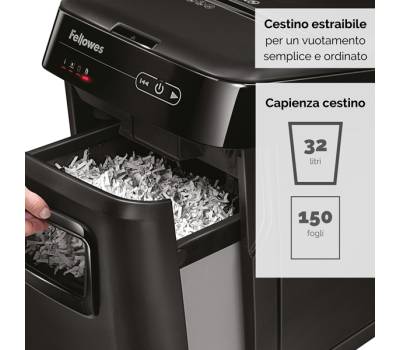 Distruggidocumenti AutoMax 130C - a frammenti - 32 lt - Fellowes - 4680102-99 - 43859683741 - DMwebShop - 3