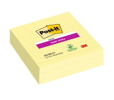 Blocco foglietti Super Sticky - giallo Canary - 101 x 101 mm - a righe - 70 fogli - conf. 3 pezzi - Post-it - 7100234641 - 51141998817 - DMwebShop - 1