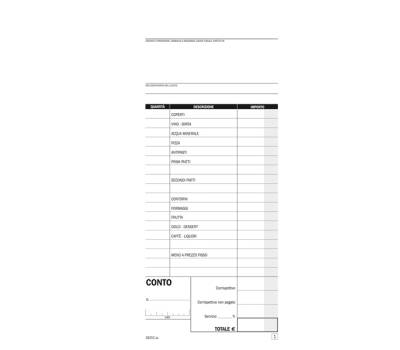 Blocco conti ristoranti-pizzerie-trattorie - 50 copie - 21,5 x 10 cm - conf. 5 pezzi - Data Ufficio - DU1621C0000 - 90887A - DMwebShop - 1