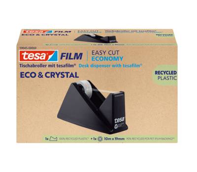 Dispenser da tavolo Eco e Crystal per nastri da 1,9 cm - incluso rotolo 19 mm x 10 mt - nero - Tesa - 59045-00000-00 - 4063565252495 - DMwebShop - 1