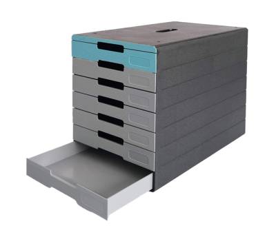 Cassettiera Idealbox Pro 7 - 7 cassetti - 36,5 x 32,2 x 25 cm - azzurro - Durable - 7763-06 - 4005546737379 - DMwebShop - 1