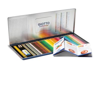 Pastello Supermina - mina 3,8 mm - colori assortiti - astuccio in metallo 50 pezzi - Giotto - 23750000 - 8000825237508 - DMwebShop - 2