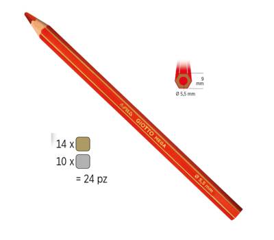 Pastelli Mega diametro mina 5,5 mm oro argento barattolo 24 pezzi Giotto 518000 - 10975 - 1