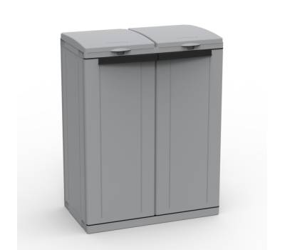 Contenitore EcoCab 2 per raccolta differenziata - 68 x 39 x 88,7 cm - 2 portasacco da 110 lt - ciascuno - grigio-nero - Terry - 1003055 - 8005646030550 - DMwebShop - 1