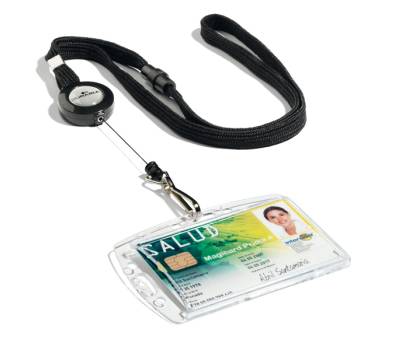 Cordoncino per portabadge con chiocciola YO-YO nero larghezza 10 mm - filo retrattile da 80 cm - conf. 10 pezzi - Durable - 8223-01 - 4005546802817 - DMwebShop - 1
