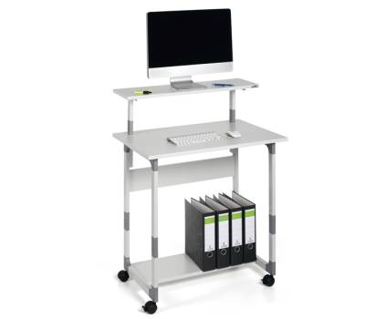 Pc Workstation System 80 VH - 80 x 56,4 x 92-122 cm - 3 ripiani - con ruote - grigio - Durable - 3718-10 - 4005546301785 - DMwebShop - 1