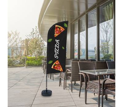 Bandiera a vela PIZZA - con base riempibile - 89 x 240 cm - Studio T - BFAW310-WT21-I136ECO - DMwebShop - 4
