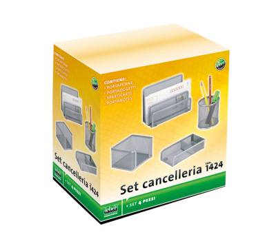 Set scrivania da 4 accessori - rete metallica - nero - Lebez - 1424-N - 8007509026335 - DMwebShop - 1