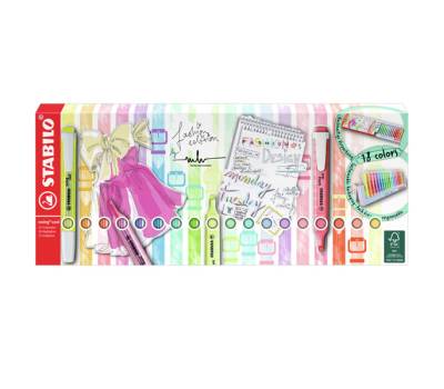 Evidenziatori Swing Cool Pastel - punta a scalpello - tratto 1 - 4 mm - colori assortiti - deskset 18 pezzi - Stabilo - 275/18-01-5 - 4006381565998 - DMwebShop - 2