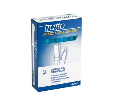 Evidenziatore fluo Highlighter - punta a scalpello - azzurro - conf. 12 pezzi - Tratto - 733005 - 8000825733055 - DMwebShop - 1