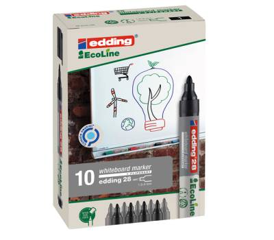Marcatore per lavagne bianche 28 EcoLine - punta conica - 1,5 - 3 mm - nero - conf. 10 pezzi - Edding - E-28001 - 4004764918140 - DMwebShop - 1