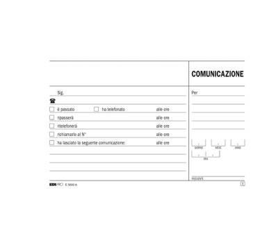 Blocco comunicazioni telefoniche - 50-50 fogli autoricalcanti - 9,9 x 17 cm - Edipro - E5693A - 8023328569310 - DMwebShop - 1