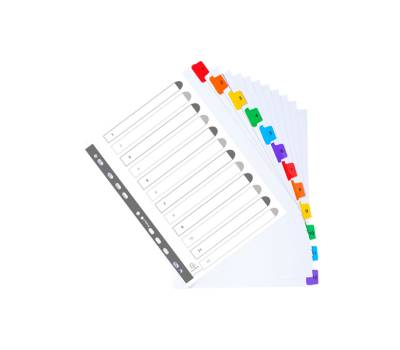 Separatore numerico 1/12 - cartoncino bianco 160 gr - tasti colorati - A4 maxi - Exacompta - 4112E - 3130630011125 - DMwebShop - 4