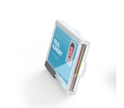 Portabadge PushBox Duo 2 tessere inseribili - 5,4 x 8,7 cm - conf. 10 pezzi - Durable - 8921-19 - 4005546808789 - DMwebShop - 3