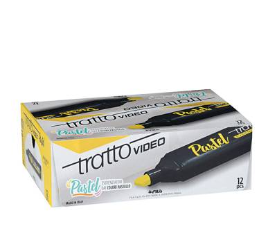 Evidenziatore Video pastel - punta a scalpello - da 1 - 5 mm - giallo limone - conf. 12 pezzi - Tratto - 833501 - 8000825025174 - DMwebShop - 3