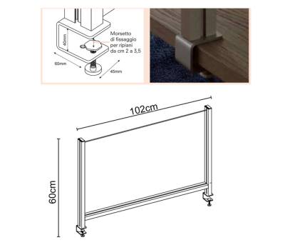 Schermo protettivo da scrivania - con morsetto in alluminio - 60 x 102 cm - Studio T - PTA3-105 - DMwebShop - 1