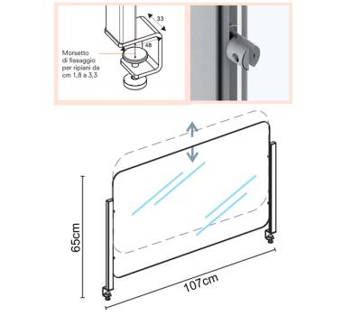 Schermo protettivo da scrivania Slim - con morsetto in alluminio - 65 x 107 cm - Studio T - 1605056 - DMwebShop - 2