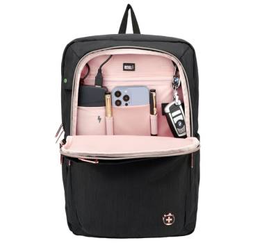 Zaino per pc Katy Rose - notebook 15,6 - nero - cerniera rose gold - Digital DESIGN - Swiss - F000040 - 6958561702373 - DMwebShop - 1