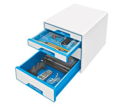 Cassettiera 4 cassetti bianco-azzurro cube - Leitz - 52132036 - 4002432115358 - DMwebShop - 1