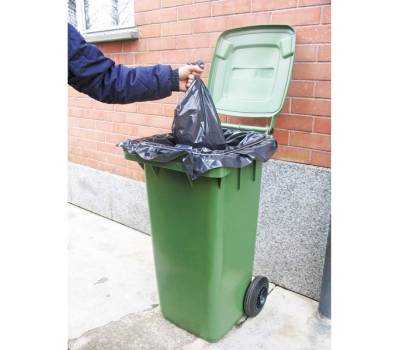 Bidone carrellato - 48 x 55 x 93 cm - 120 lt - verde scuro - Mobil Plastic - 1/120/5-VES - 8004331112755 - DMwebShop - 1