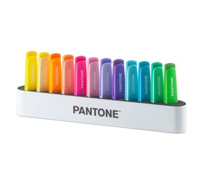 Desk set evidenziatori - punta a scalpello - colori assortiti - conf. 12 pezzi - Pantone - PT 84010410 - 8059484010410 - DMwebShop - 2